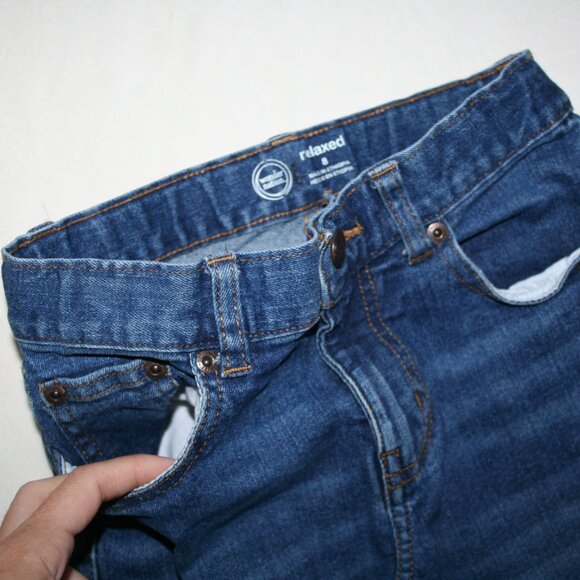 BOYS 8 DENIM BLUE JEANS REGULAR RELAXED FIT POCKETS ADJUSTABLE WAIST EUC - Picture 6 of 14